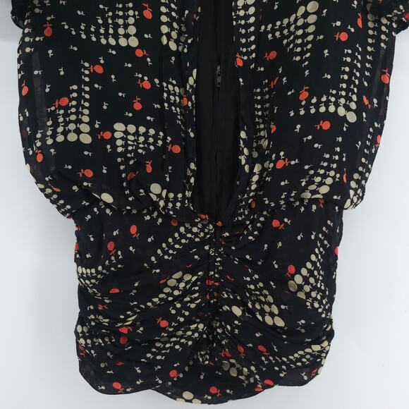 VTG Luxe XS 100% Silk Y2K Whimsigoth Twee Art Blouse Rouche Waist Flutter Sleeve - Picture 8 of 16